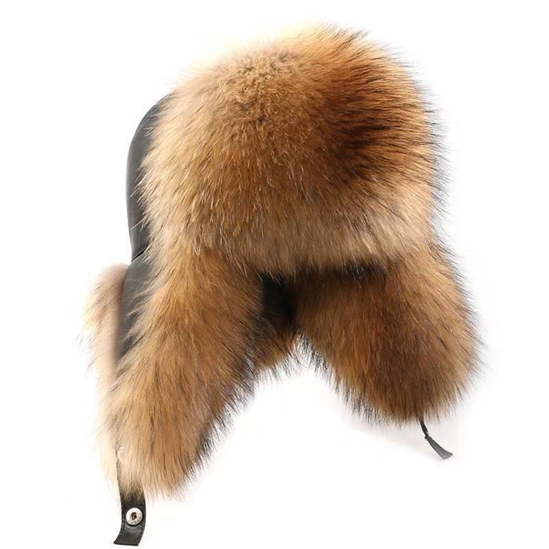 Faux Leather & Fur Hat