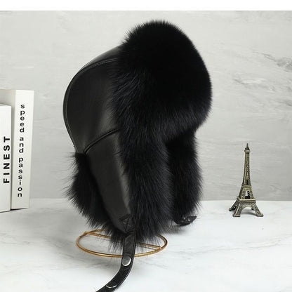 Faux Leather & Fur Hat