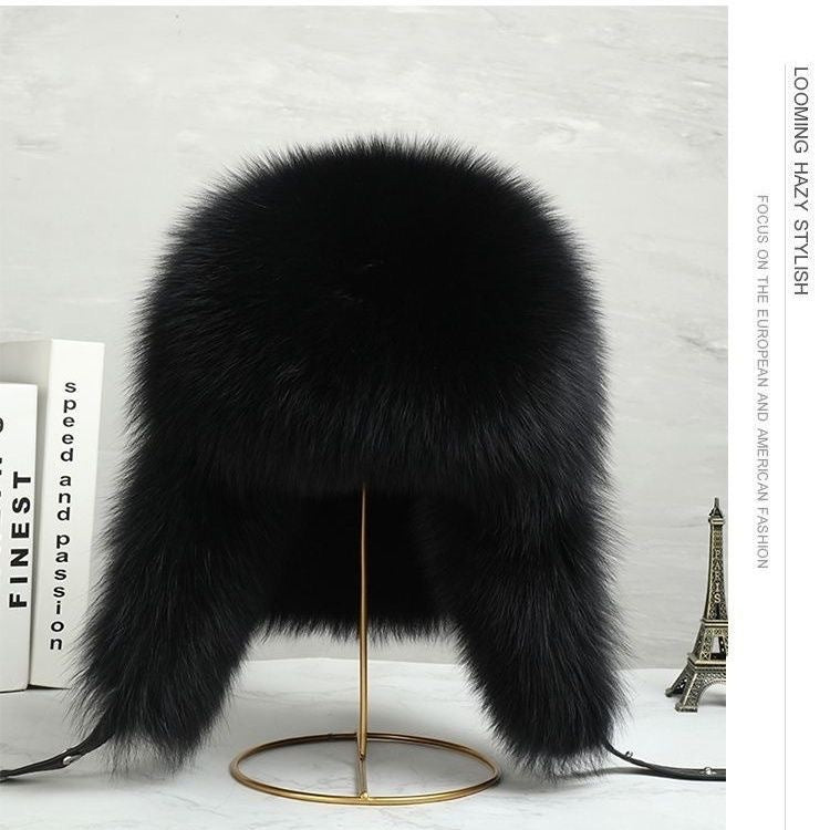 Faux Leather & Fur Hat