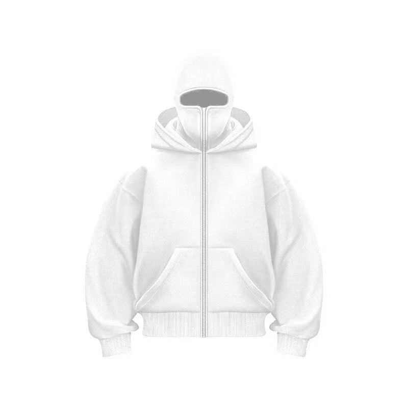 Double-layered Hooded Sweatshirt Jacket With Face Mask