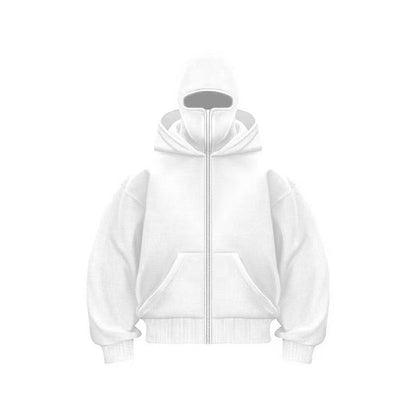 Double-layered Hooded Sweatshirt Jacket With Face Mask