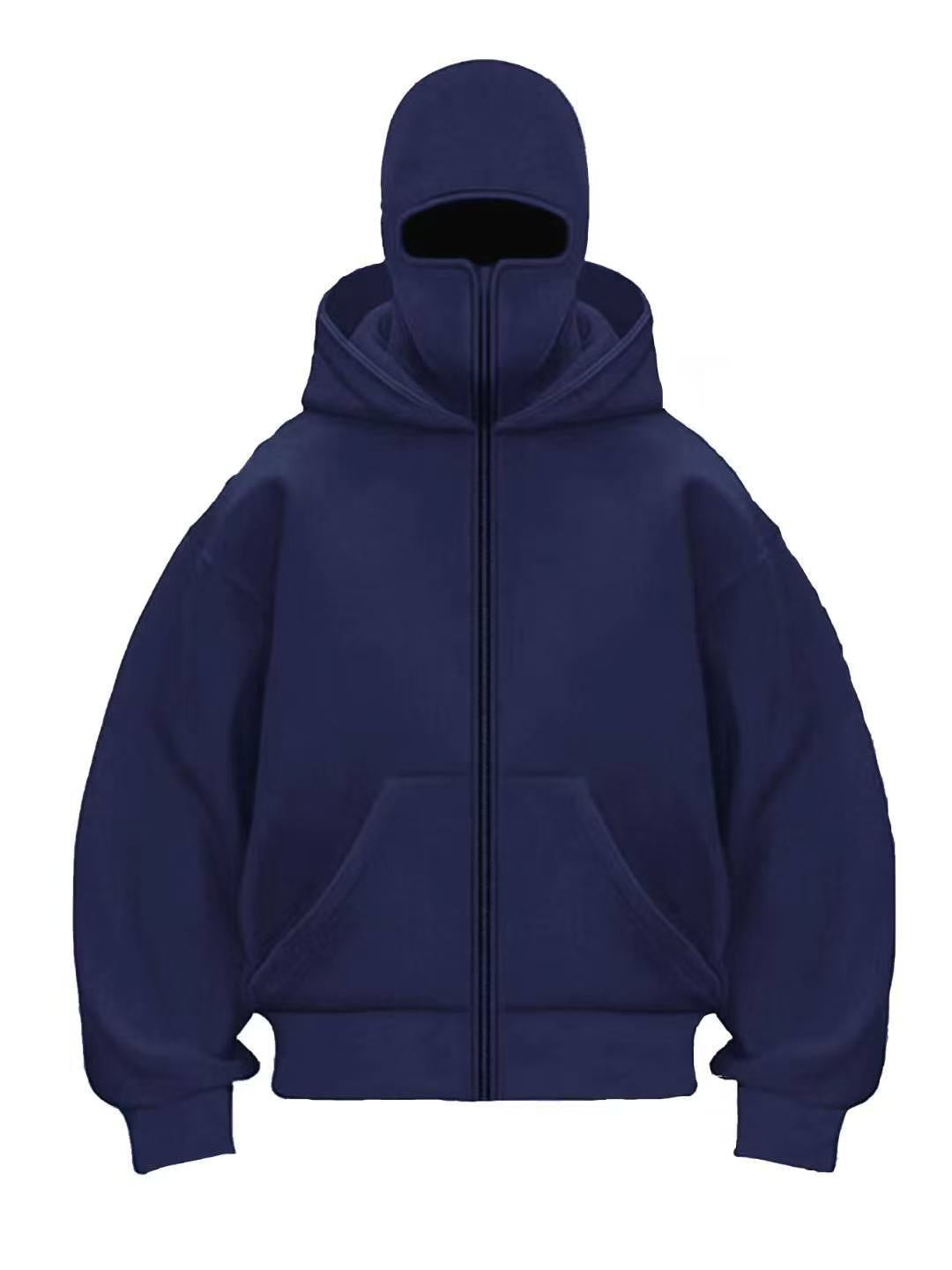 Double-layered Hooded Sweatshirt Jacket With Face Mask
