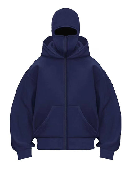 Double-layered Hooded Sweatshirt Jacket With Face Mask