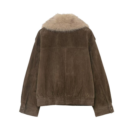 Fancy Faux Fur Suede Jacket