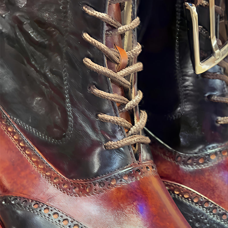 Men's Color Block Lace-up High-top Shoes