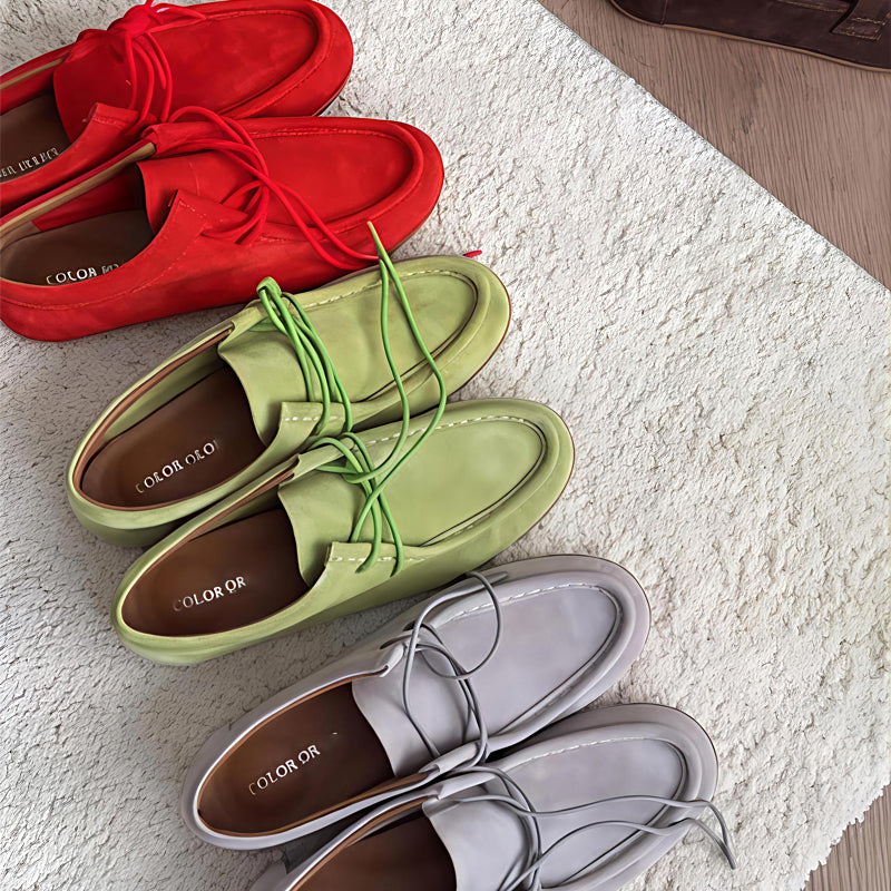 Imitation Suede Fleece-Lace Flats