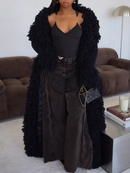 Fringe Knit Maxi Coat