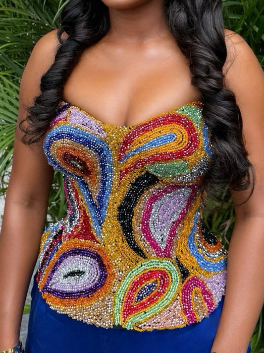 Rhinestone Sparkle Fashion Strapless Top Corset