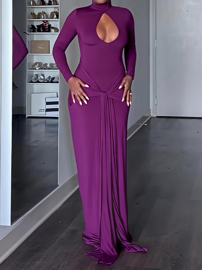 Fashion Cutout Draped Self-tie Detail Maxi Dress