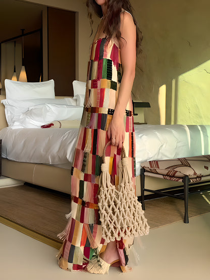Multicolor Tassel Sling Party Dress