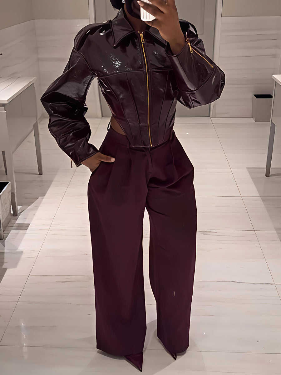 Leather Bustier Bodice Tight Fit Jacket