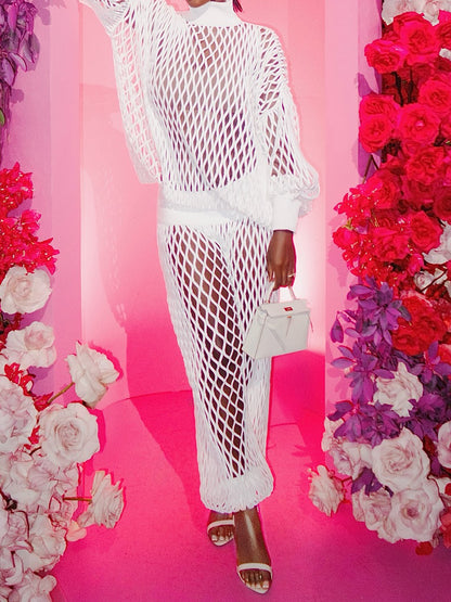 Knitted Hollowed Out Two Pieces Set