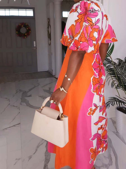 Floral Print Knotted Midi Dress