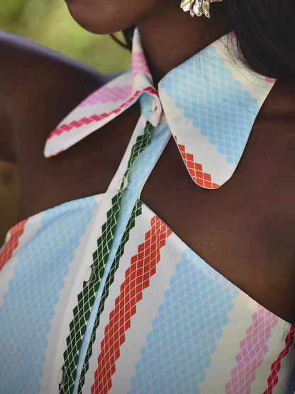 Multi Diamond Stripe Shirt Dress