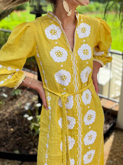 Elegant Placement Print Split Dress