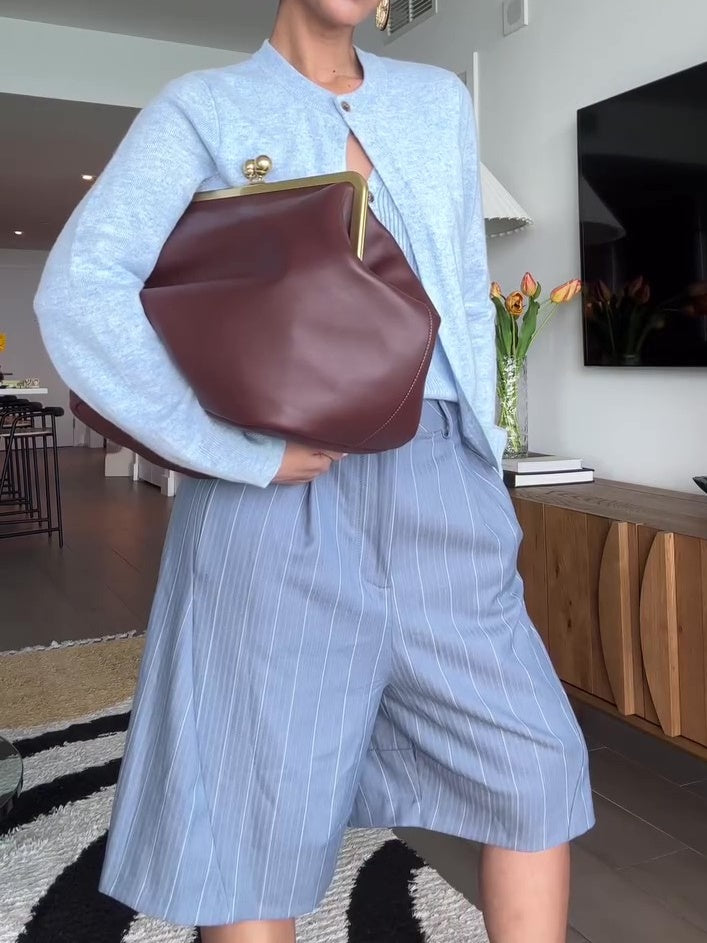 Large Clip-on Leather Bag