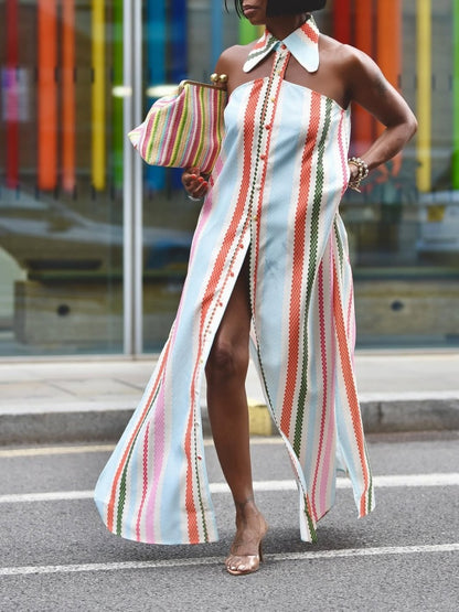 Multi Diamond Stripe Shirt Dress