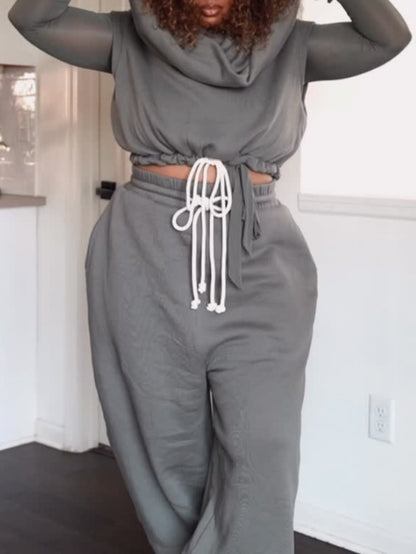 Pop Hoodie Vest Sweater Set