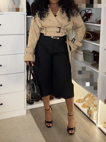 Cropped Double Breasted Trench Coat