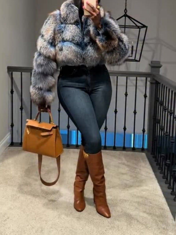 Eco-friendly Cropped Fur Jacket