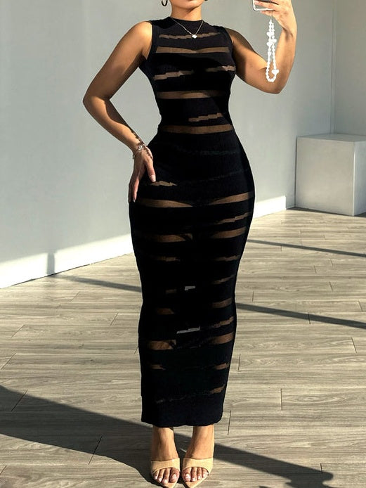 Mesh Knit Contrast Dress