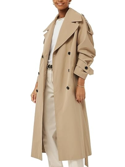 Women's Double Breasted  Long Trench Coat