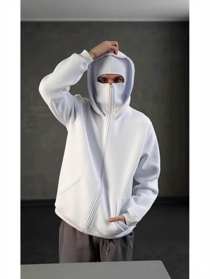 Double-layered Hooded Sweatshirt Jacket With Face Mask