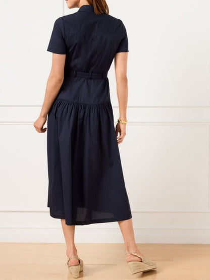 Button Half Placket Closure Poplin Shirtdress