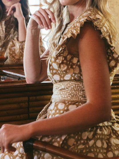 Ruffle Sleeve Plaid Two Pieces Dress