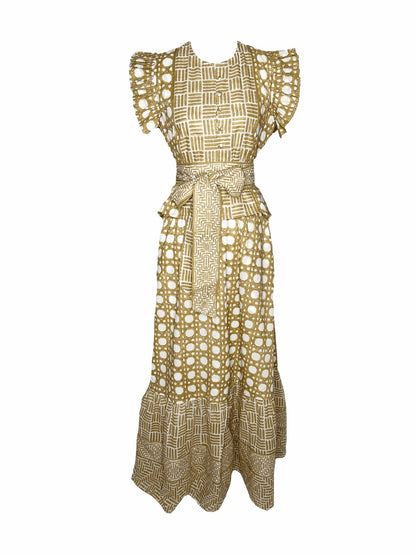 Ruffle Sleeve Plaid Two Pieces Dress