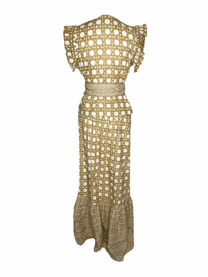 Ruffle Sleeve Plaid Two Pieces Dress