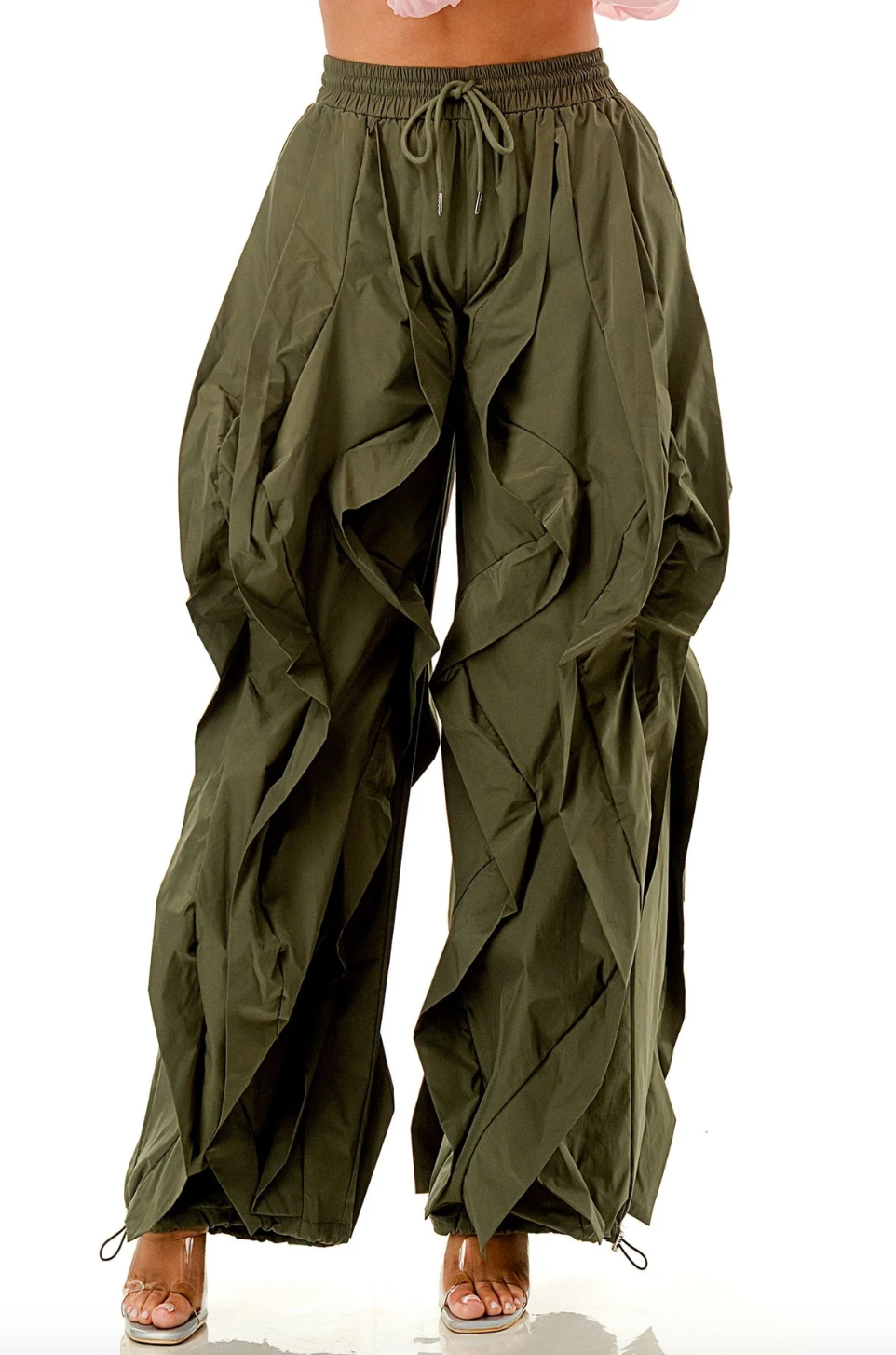Ruffle Drawstring Elastic Waist Jogger Pants
