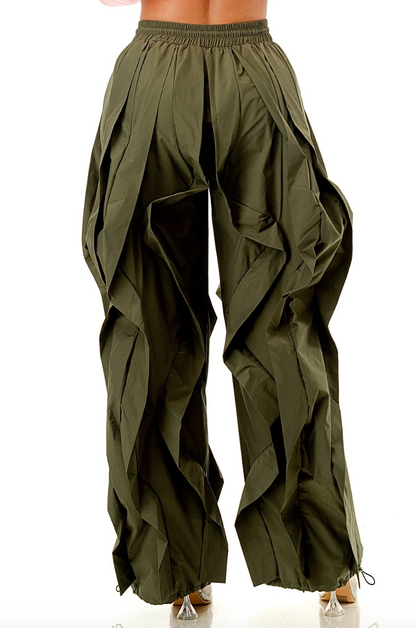 Ruffle Drawstring Elastic Waist Jogger Pants