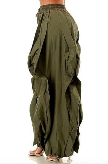 Ruffle Drawstring Elastic Waist Jogger Pants