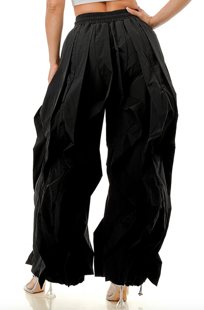 Ruffle Drawstring Elastic Waist Jogger Pants