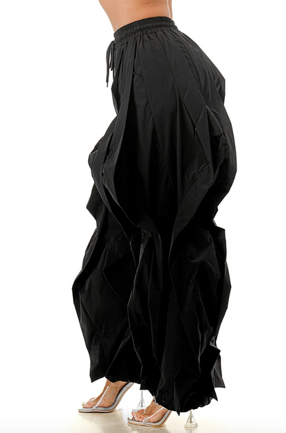 Ruffle Drawstring Elastic Waist Jogger Pants