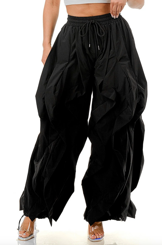 Ruffle Drawstring Elastic Waist Jogger Pants
