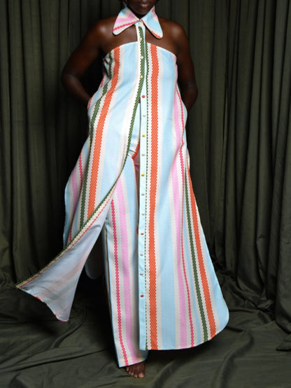 Multi-colour Diamond Stripes Straight-leg Pants