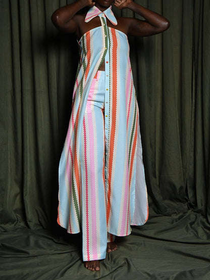 Multi-colour Diamond Stripes Straight-leg Pants