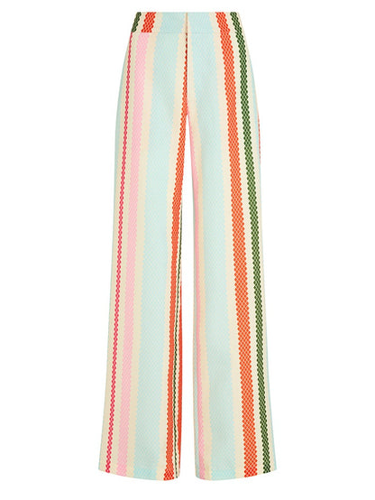 Multi-colour Diamond Stripes Straight-leg Pants