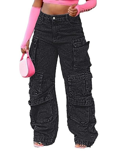 Women's Y2K Baggy Straight Wide Leg Cargo Jeans