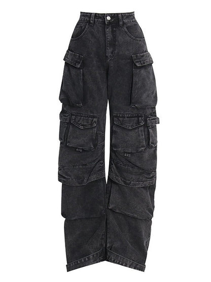Women's Y2K Baggy Straight Wide Leg Cargo Jeans