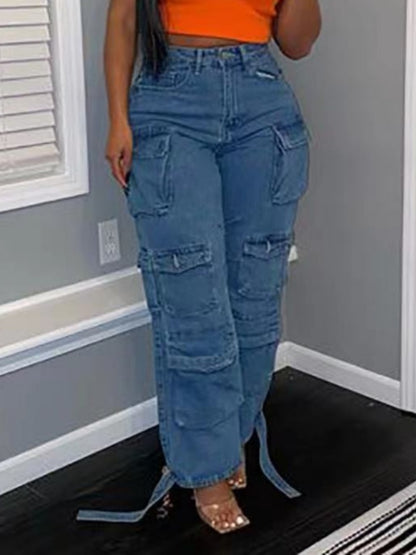 Women's Y2K Baggy Straight Wide Leg Cargo Jeans