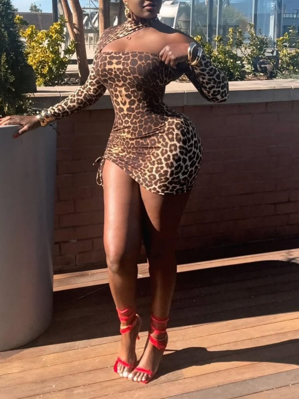 Irregular Leopard Print Mini Dress
