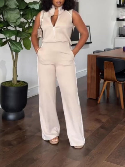 Sleeveless Mockneck Jumpsuit