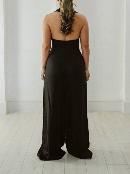 Sleeveless Halterneck Wide-leg Jumpsuit