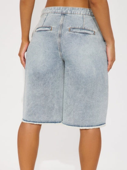 Lace Detail Denim Shorts