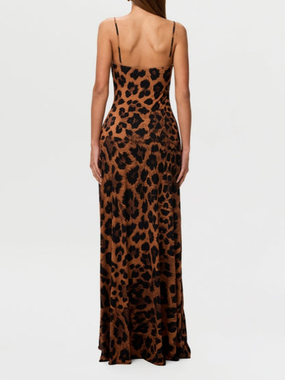 Leopard Print A-Line Maxi Dress