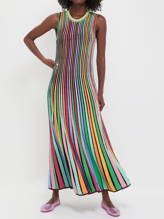 Rainbow Stripe Knit Dress