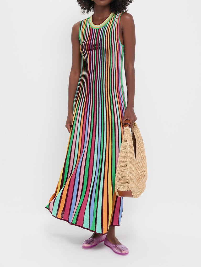 Rainbow Stripe Knit Dress